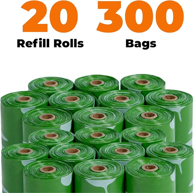 Best Pet Supplies Dog Poop Bags for Waste Refuse Cleanup, Doggy Roll Replacements for Outdoor Puppy Walking and Travel, Leak Proof and Tear Resistant, Thick Plastic - Green (Unscented), 300 Bags
