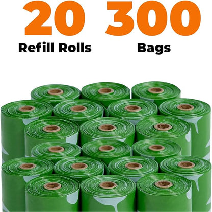 Best Pet Supplies Dog Poop Bags for Waste Refuse Cleanup, Doggy Roll Replacements for Outdoor Puppy Walking and Travel, Leak Proof and Tear Resistant, Thick Plastic - Green (Unscented), 300 Bags
