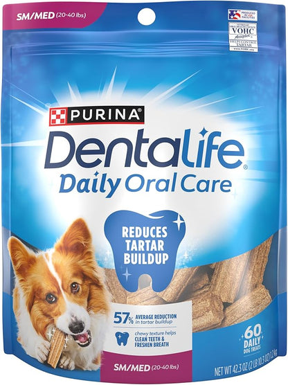Purina DentaLife Daily Oral Care Dog Dental Chews for Small and Medium Breed Dogs - 60 ct.