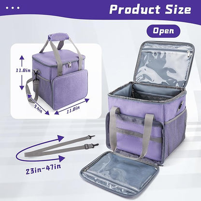 SMYV Pet Grooming Bag for Dog Grooming Supplies, Dog Tote Travel Bag for Pets Grooming Tools Kit Accessories - Light Purple