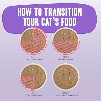 Weruva B.F.F. OMG - Best Feline Friend Oh My Gravy!, Booya! Beef & Chicken in Gravy Cat Food, 2.8oz Pouch (Pack of 12)