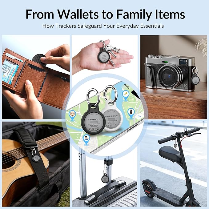 Tracker Tag (4 Pack) - Apple MFi Certified & IP67 Waterproof | Works with Apple Find My Network (iOS) to Track Keys, Wallet, Luggage & More