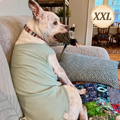 KYEESE 2Pack Waffle Dog Shirts, Lightweight Sleeveless Dog T Shirts for Medium Large Dogs Boy Girl, Breathable Pet Vest Comfortable Tank Top Soft Dogs Clothes for Daily Wear, Green+Striped, 2XL