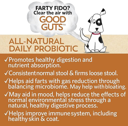 Fidobiotics Good Guts for Medium Mutts Probiotic for Dogs, 6 Billion CFUs, 11 Strains, 5 Digestive Enzymes, 2 Prebiotics, Digestive Gut Health for Dogs, Adult & Puppy Probiotics Supplements (30 Days)
