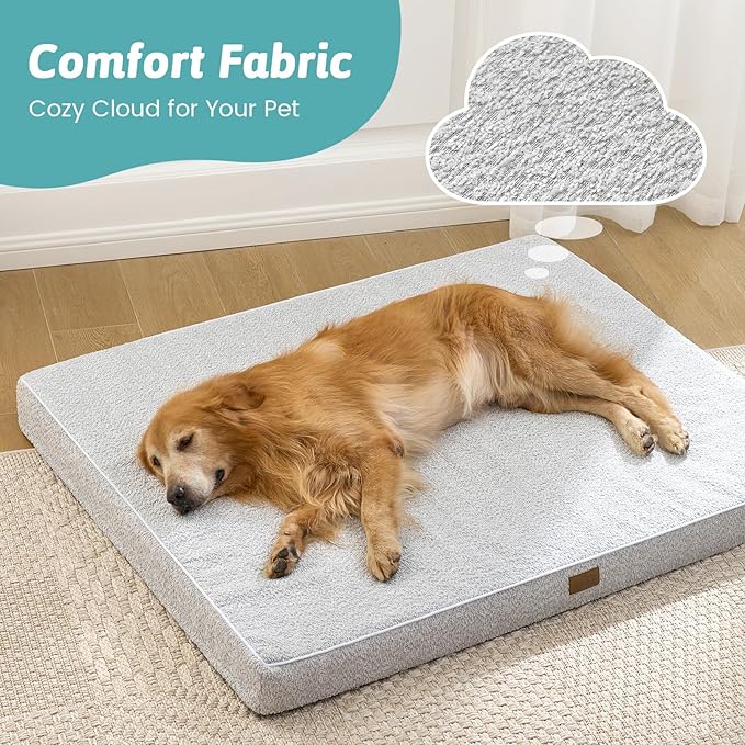 COZY KISS Dog Crate Bed for Medium Small Size Dogs, Rectangular Orthopedic Dog Beds, Foam Anti-Slip Bottom Pet Mat with Washable Removable Cover, Suitable for Pet Up to 40 lbs, 30x20x3 inch, Grey