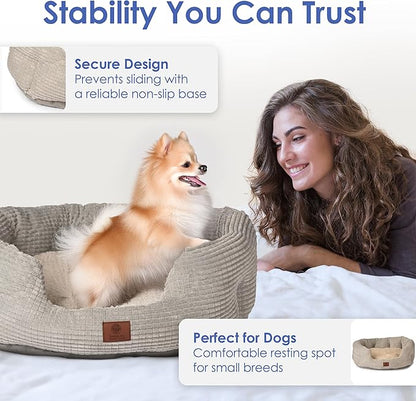 American Kennel Club 26" Clamshell Cuddler Dog Bed - Plush Popcorn Texture, Washable, Non-Slip, for Medium & Large Dogs