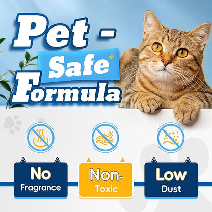 LMJP Crystal Cat Litter with Powerful Odor Control, Non-Clumping, Lasts Up to 4 Months, 17.2lb, Rapid Water Absorption, Unscented & Low Tracking Lightweight Blue & White Silica, 4 Pack of 4.3lb