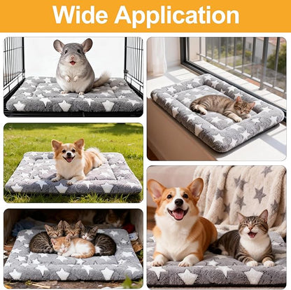 Dog Bed Mat, Reversible Crate Pads for Small/Medium/Large Dogs & Cats Sleeping, Portable & Soft, Dog Beds Crate Pad (Grey, S(24"*18"*1.5"))