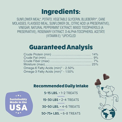 Shameless Pets Soft-Baked Dog Treats, Blueberried Treasure - Natural & Healthy Chews with Mint for Immune Support - Dog Biscuits Baked & Made in USA, Free from Grain, Corn & Soy - 1 Pound (Pack of1)