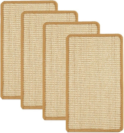 SHENGOCASE 4-Pack 11.8" x 23.6" Sisal Cat Scratching Mat Pad with Hook & Loop Tapes for Wall, Couch, Window Perch, Cat Wall Furniture
