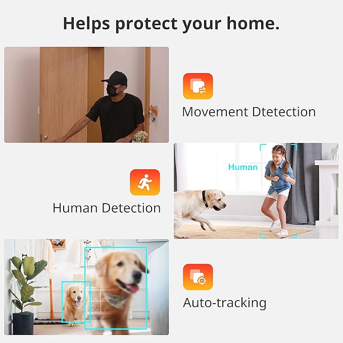 SwitchBot Security Indoor Camera 2K - Pan/Tilt Cam 3MP for Baby Pet Monitor, 2.4G Wi-Fi Plug-in, Night Vision, 2 Way Audio, 360 Motion Tracking, Privacy Mode, Works with Alexa, Cloud & SD Storage 256G