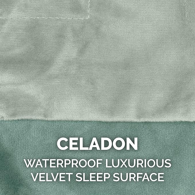 Furhaven Waterproof Throw Blanket for Dogs & Indoor Cats, Washable - Two-Tone Luxe Velvet Dog Blanket - Celadon Green, Large