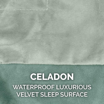 Furhaven Waterproof Throw Blanket for Dogs & Indoor Cats, Washable - Two-Tone Luxe Velvet Dog Blanket - Celadon Green, Large