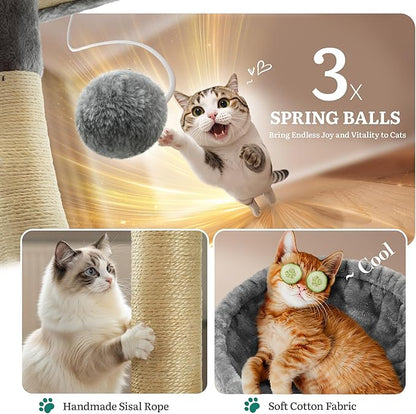 YITAHOME Tall Cat Tree for Indoor Cats, 75 inch Multi-Level Cat Tower with Cat Condos, Top Perches, Sisal Ramp Scratching Posts, Cozy Basket, Hammocks, Large Cat Pet Activity Structure, Light Gray