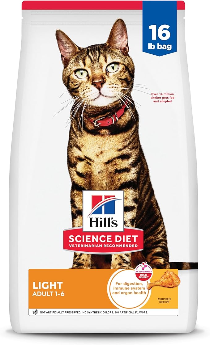 Hill's Science Diet Adult 1-6 Light Dry Cat Food, Chicken, 16 lb. Bag