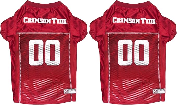 NCAA College Alabama Crimson Tide Mesh Jersey for Dogs & Cats, Small. Licensed Big Dog Jersey with Your Favorite Football/Basketball College Team (Pack of 2)
