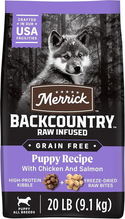 Merrick Backcountry Grain Free Dry Puppy Dog Food, Kibble with Freeze Dried Raw Pieces, Chicken Recipe - 20.0 lb. Bag