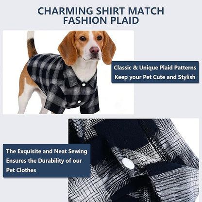 Dog Shirt,Koneseve Pet Plaid Polo Clothes Shirt T-Shirt, Sweater Bottoming Shirt ,Cat Puppy Grid Adorable Wearing Stylish Cozy Halloween,Christmas Costumes {Blue;S/Small}