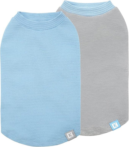 KYEESE 2Pack Waffle Dog Shirts, Lightweight Sleeveless Dog T Shirts for Small Medium Dogs Boy, Breathable Pet Vest Comfort Tank Top Soft Dogs Clothes for Daily Wear, Blue+Grey, XL