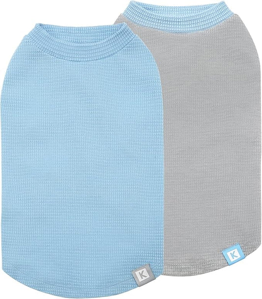 KYEESE 2Pack Waffle Dog Shirts, Lightweight Sleeveless Dog T Shirts for Small Medium Dogs Boy, Breathable Pet Vest Comfort Tank Top Soft Dogs Clothes for Daily Wear, Blue+Grey, XL