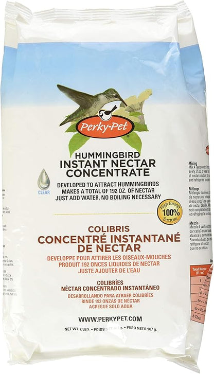 Perky-Pet Hummingbird Instant Nectar Powder Concentrate - 2 lb Bag - 244SFB - Makes 192 oz of Clear Humming bird Liquid Food Nectar - 100% Sucrose