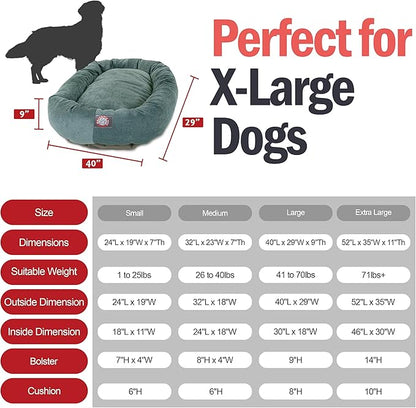 Majestic Pet Villa 52 Inch Shredded Memory Foam Dog Bed for X-Large Sized Dog 52x35x11 Inch–Orthopedic Pet Bed with Removable Washable Cover-Washable X-Large Puppy Mat with Head Support-Azure