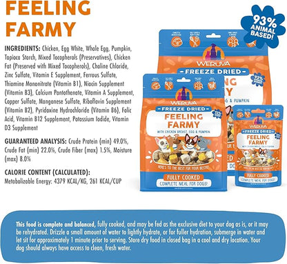 Weruva Dog Freeze Dried, Feeling Farmy with Chicken Breast, Egg & Pumpkin, 13oz Bag