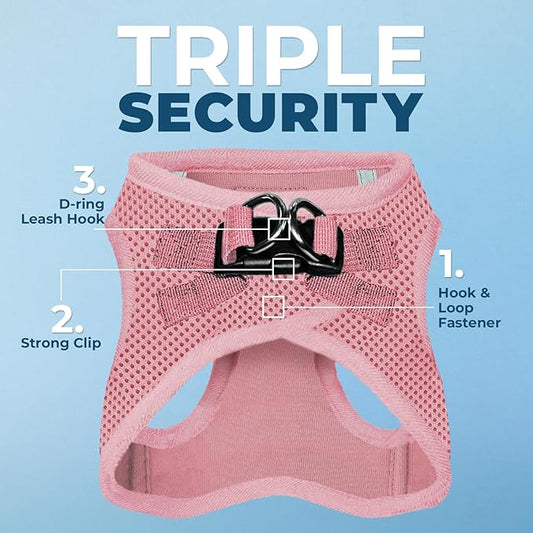 Best Pet Supplies Voyager Step-in Air Harness - All Weather Mesh, Reflective, No Pull Harness for Dogs, Cats - Secure with Hook & Loop Fastener, Buckle, Double D-Rings - Pink, S