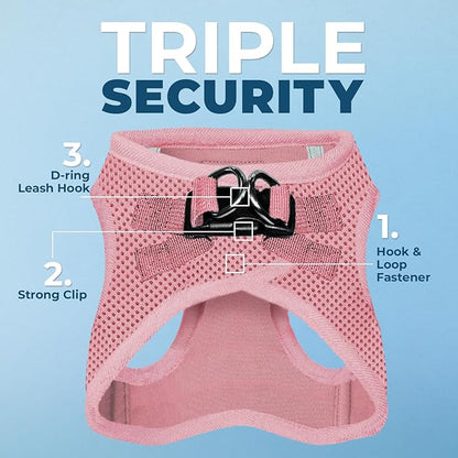 Best Pet Supplies Voyager Step-in Air Harness - All Weather Mesh, Reflective, No Pull Harness for Dogs, Cats - Secure with Hook & Loop Fastener, Buckle, Double D-Rings - Pink, XL