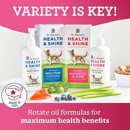 Dr. Harvey's Health & Shine Alaskan Fish Oil Blend for Dogs - Supports Healthy Heart, Brain, and Eyes (16 fl. oz.)