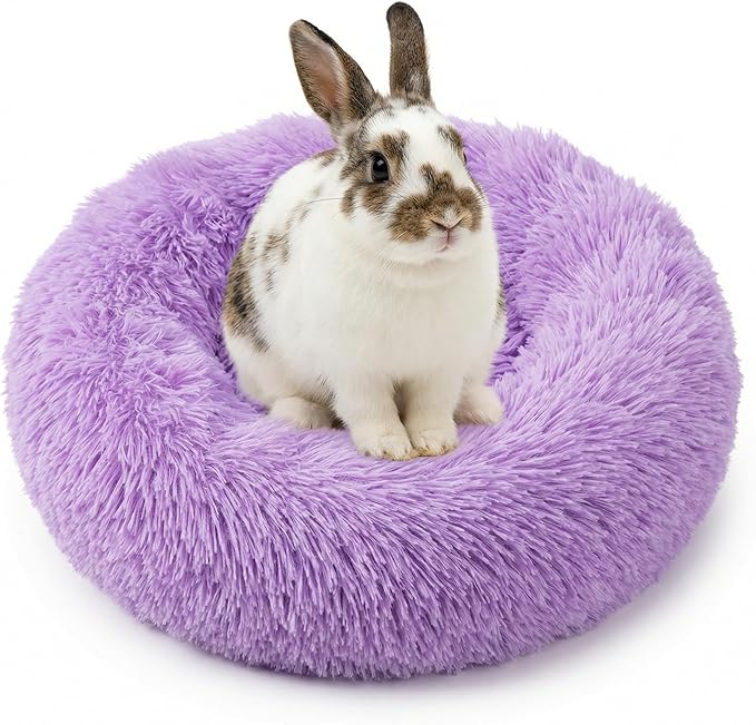 Tiny Dog Bed 11.8 Inch for Extra Small Dogs,Washable Puppy Bed,Soft Faux Fur Calming Donut Bed for Chihuahua Yorkie Maltese Pomeranian,Purple
