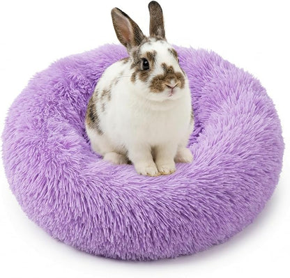 Tiny Dog Bed 11.8 Inch for Extra Small Dogs,Washable Puppy Bed,Soft Faux Fur Calming Donut Bed for Chihuahua Yorkie Maltese Pomeranian,Purple