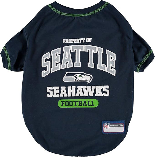 NFL Seattle Seahawks Dog T-shirt X-Small. - Licensed Shirt for Pets Team Colored with Team Logos- Premium Stretchable Materials for the comfort of your Dog & Cat