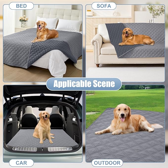 Smiry Waterproof Couch Covers for Dogs Washable, Reversible Pet Couch Covers for 3 Cushion Sofa Pet Friendly, Soft Sofa Furniture Protector for Dogs Cat Kids, Checkered (40"x95", Grey/Dark Grey)