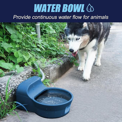 Automatic Dog Water Bowl Dispenser, Patented Automatic 2L Water Dispenser for Dogs, Chicken Waterer Bowl Fit 3/4''GHT Faucet, Water Hose Copper Connector Outdoor Dog Water Bowl for Livestock