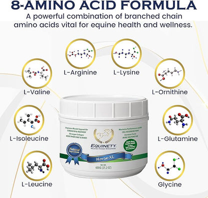 100-Day Supply Horse XL Supplement – Amino Acids for Cellular Repair, Coat Defense, Weight Gain, Joint & Hoof Support – No Soy/Sugar – Equine Supplements for Muscle, Immune Support & Overall Health