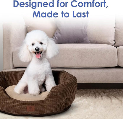 American Kennel Club 26" Clamshell Cuddler Dog Bed - Plush Popcorn Texture, Washable, Non-Slip, for Medium & Large Dogs