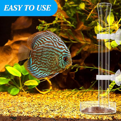 Chengu 3 Pieces Shrimp Feeding Tube and Dish Set, 8 Inch Glass Shrimp Feeder Tube and 2 Aquarium Dish Bowl Fish Tank Feeding Supplies for Fish Tank Aquarium