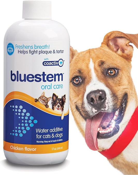 bluestem Freshens Dog and Cat Breath - Safe and Effective Dental Water Additive - 17 Ounce - Chicken