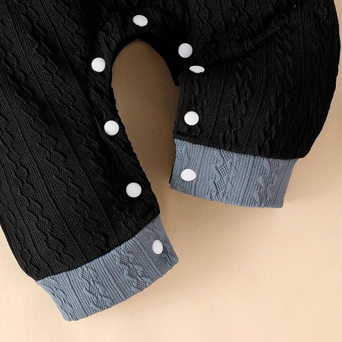FOCUTEBB Baby Boy Clothes Cute Long Sleeve Romper Infant Pocket Overalls Adjustable Suspender Pants Set 0-18 Months