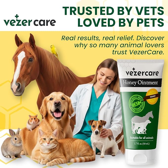 Honey Balm Ointment with Spruce Resin for Dogs, Cats & Horses, Wound Care Gel, Hot Spot Treatment for Dogs, Itchy Skin Relief, Dog and Cat Wound Care, 1.7oz, Made in Finland, Antifungal & Steroid Free