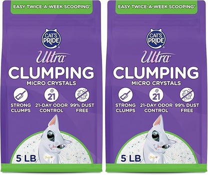 Ultra Pet Clumping Crystal Cat Litter, White Crystals with Multicolor Crystals, 5 Lbs (Pack of 2)