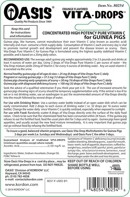 Oasis #80254 Vita Drops-Pure C for Guinea Pig,2-Ounce,Packaging May Vary,(Pack of 2)