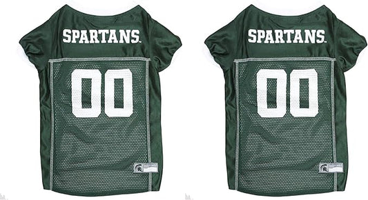 NCAA College Michigan State Spartans Mesh Jersey for Dogs & Cats, Small. Licensed Big Dog Jersey with Your Favorite Football/Basketball College Team (Pack of 2)