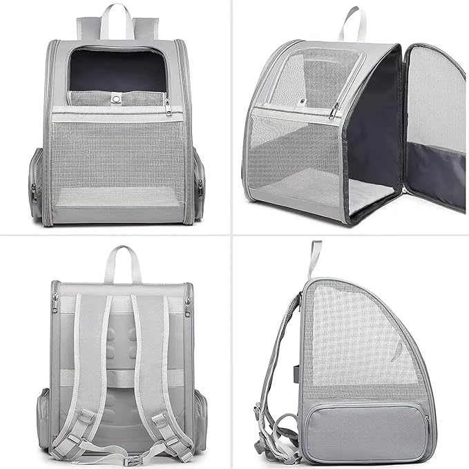 Ventilated Cats Dogs Rabbits Carrier Backpack for Small Pets and Puppies – Perfect for Outdoor Adventures and Vet Visits, Ultimate Comfort On-The-Go (Grey)