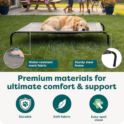 FurHaven Elevated Dog Bed, Cooling Raised Pet Cot with Breathable Mesh, Durable Steel Frame, Indoor/Outdoor Use, Easy Assembly, Jumbo XL, Nylon Mesh with Steel Frame, Capri Blue