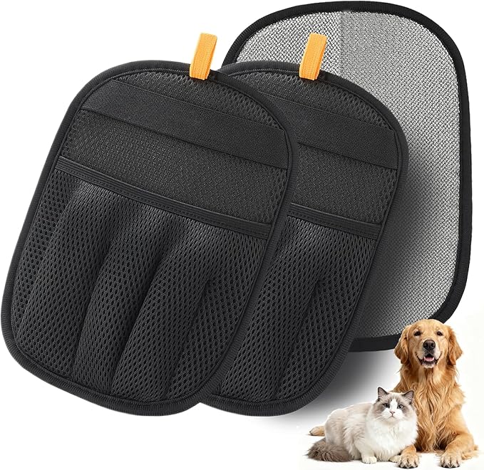 Magic Brush Pet Hair Remover Glove,Upgraded 5-Finger Electrostatic Pet Hair Removal Gloves for Couch, Carpet, Car Seat, Bedding, Furniture, Laundry,Reusable Animal Fur Removal Tool (Black-2PCS)