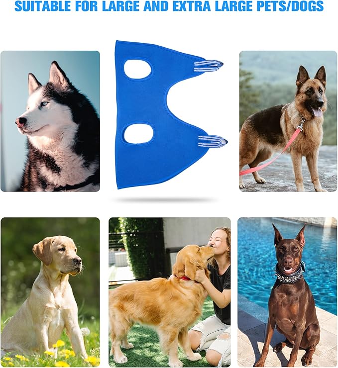 Kkiimatt 10 in 1 Pet Grooming Hammock Harness with Nail Clippers/Trimmer, Nail File, Comb,Dog Nail Hammock, Dog Grooming Sling for Nail Trimming/Clipping (XXL/Under 120lb, Blue)