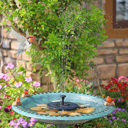 AMZtime Solar Fountain, 2026 Upgraded Solar Water Fountains with 6 Nozzles, Free Standing Floating Solar Powered Water Fountain Pump for Bird Bath, Garden, Pool, Pond and Outdoor
