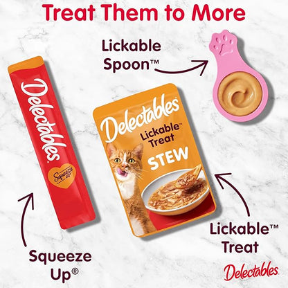 Delectables Lickable Spoon Handheld Wet Cat Treats Made with Real Tuna, Quick & Easy Creamy Puree, Mess Free, Grain-Free, No Added Fillers, No By-Products, No Added Preservatives, Tuna 96ct